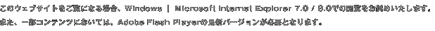 推奨ブラウザIE7.0/8.0 Adobe Flash Player最新バージョン